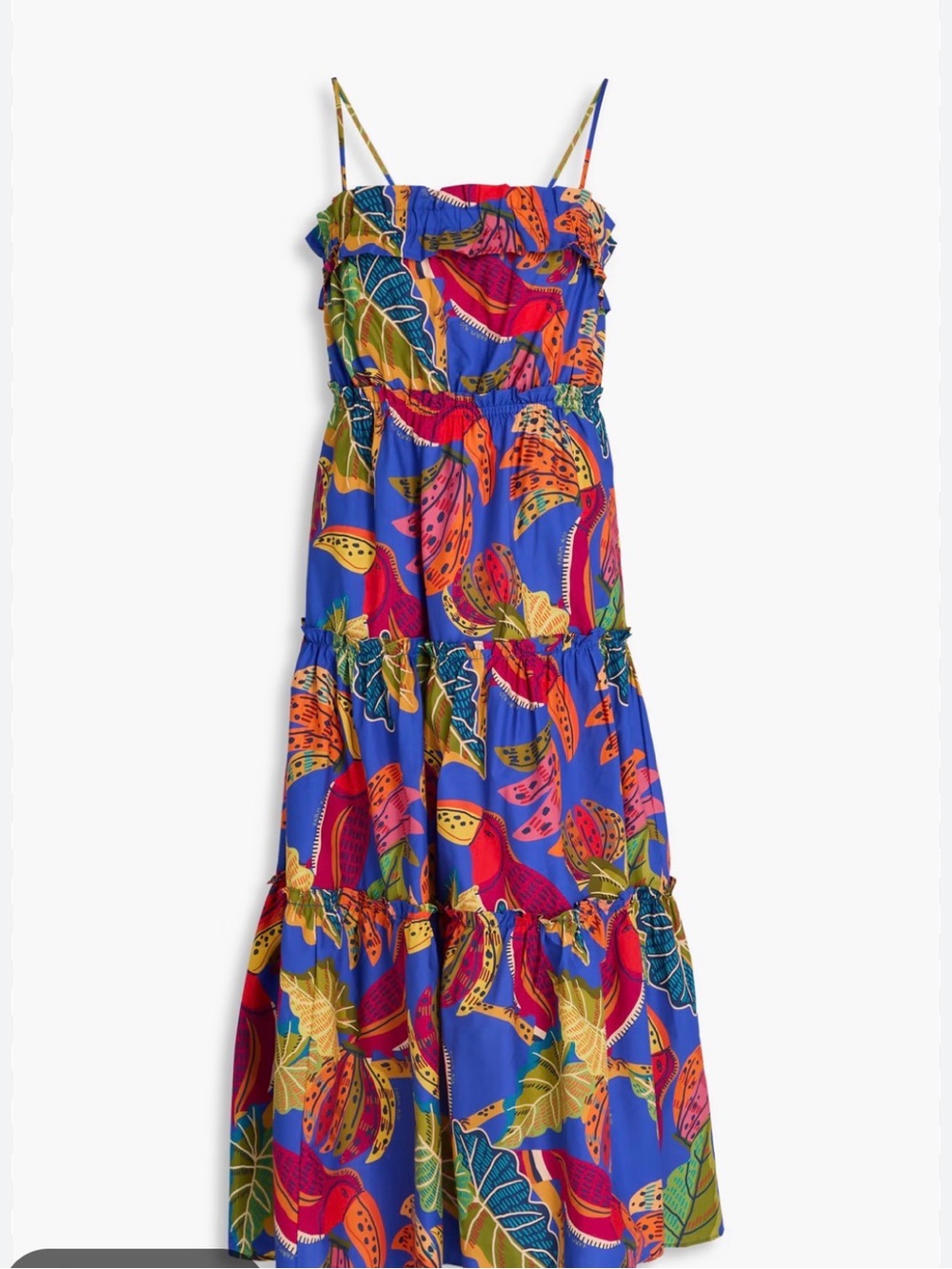 FARM Rio Beaks and Bananas Midi Dress Summer Tropical Size L